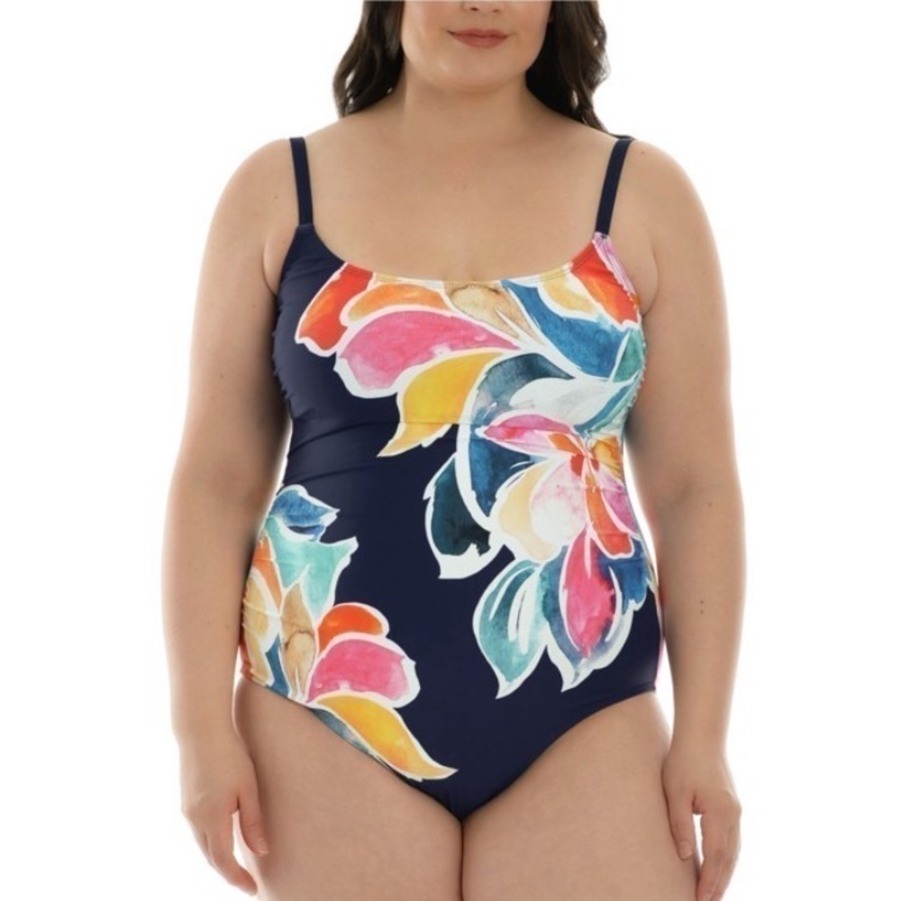 La Blanca Women's Plus Petals Lingerie Mio Petals in Bloom One Piece Swimsuit - Picture 3 of 9